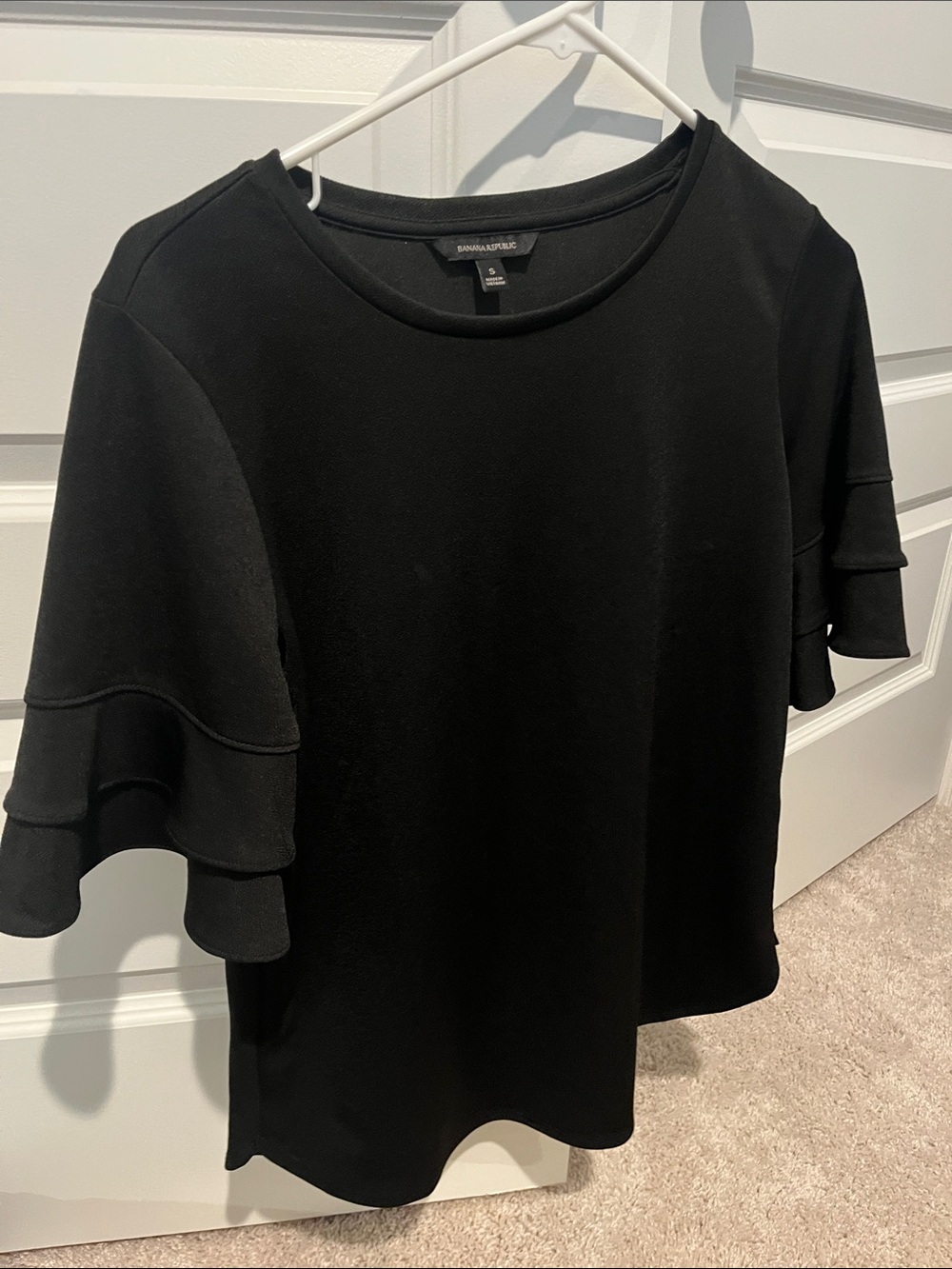Banana Republic Black Ruffle-Sleeve Blouse